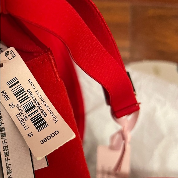 BODY BY VICTORIA Lightly Lined Full-Coverage Lace-Trim Bra Red 36DDD - Picture 3 of 3